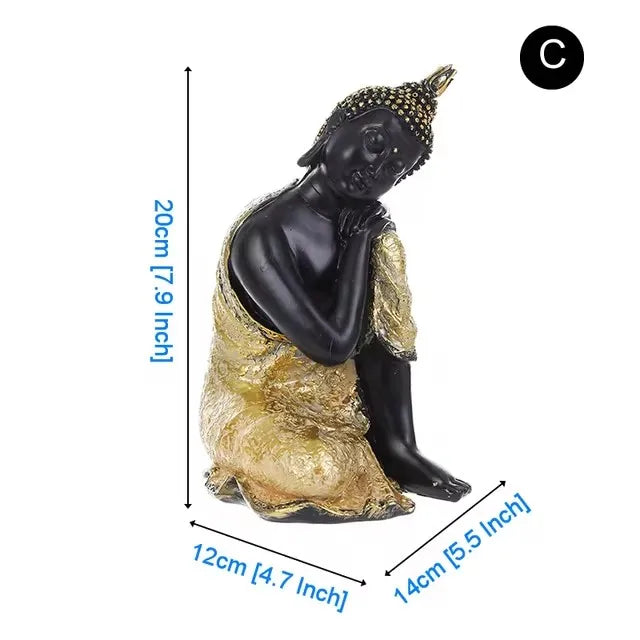 Thai Buddha Figurine Sculpture Sitting Buddha Statue Home Office Decor Indoor Statue Ornament 15cm Feng Shui Ornaments Crafts Lootquake LLC