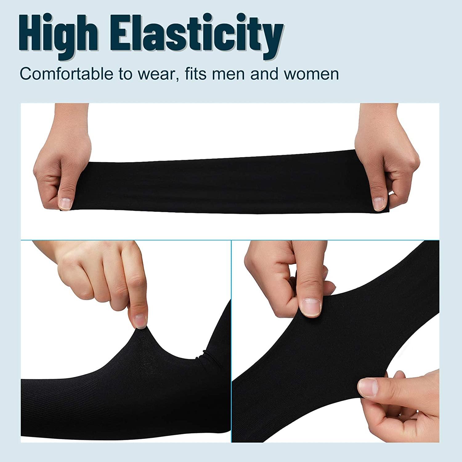 Unisex One Size Compression Cooling Sleeves UV Sun Protection Cooling Arm Sleeves With Thumb Hole Compression Sports Tattoo Cover Up Sleeve For Sports Long Arm Cover Anti-Slip Warmers Outdoor Sports Sunblock Cover Stevvex