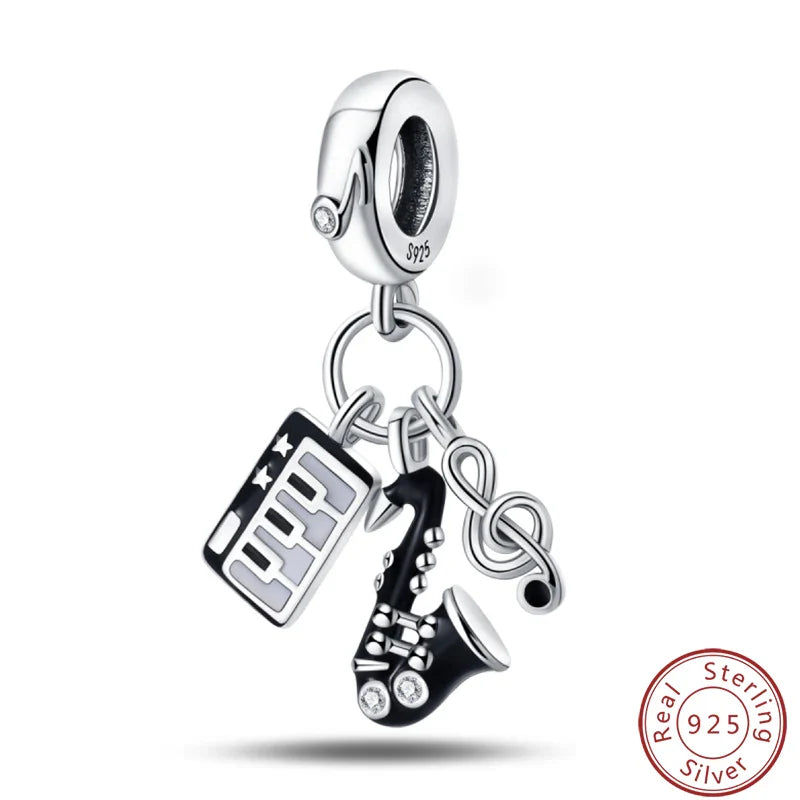 S925 Sterling Silver Princess Golf Hamster Camera Travel Three Piece Set Charms Beads 3mm DIY Fine Jewelry Making Lootquake LLC