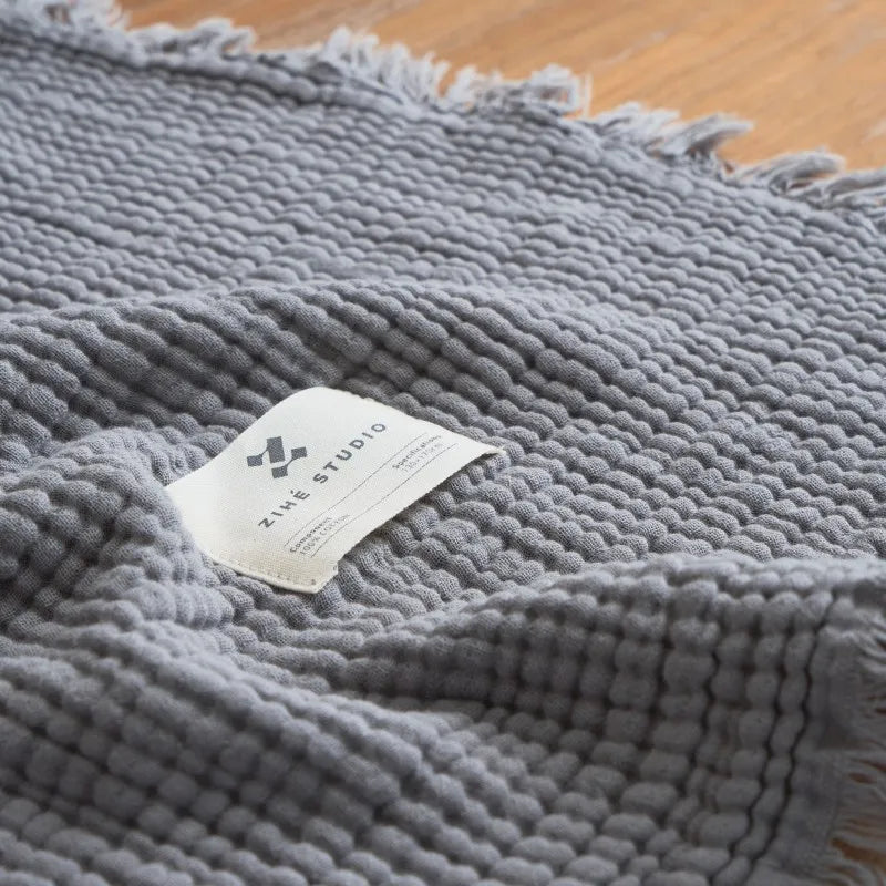 Maillard Cotton Blankets Four Layers Of Gauze Sofa Cover Blanket With Tassel AB Side Office Nap Decorative Bed Muslin Blanket Lootquake LLC