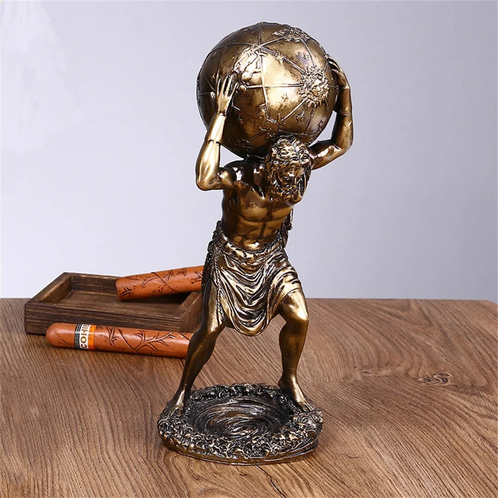 Greek Atlas Statue Mythology Decoration Titans God Resin Sculpture Decorations Desktop Vintage Greek Atlas Figurine Home Decor