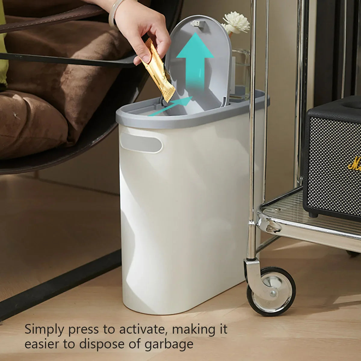Bathroom Trash Can with Lid Large Capacity Home Creative Gap Bin Press Type Garbage Can Plastic Basket Room Kitchen Garbage Bin Lootquake LLC