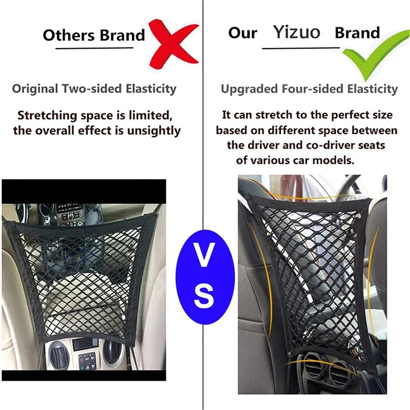 Car Storage Net Bag Between Seats Car Divider Pet Barrier Stretchable Elastic Mesh Bag Organizer Auto Accessories Lootquake LLC