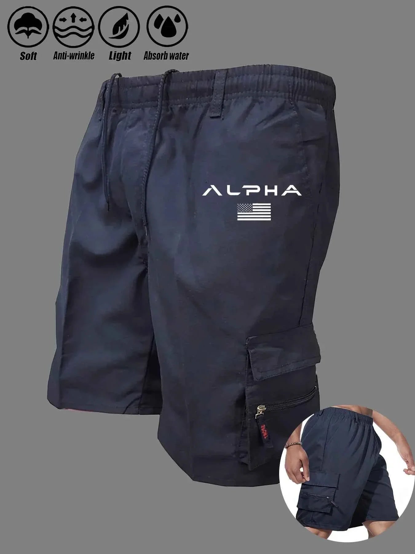 American Flag Eagle Cargo Shorts - Multi-Pocket THRIXINE