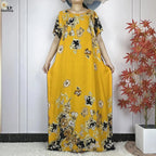 2024 Latest Muslim Sets Women Clothing Cotton Floral Loose Dashiki Long Dress African Abaya Dubai Traditional Islamic Clothing