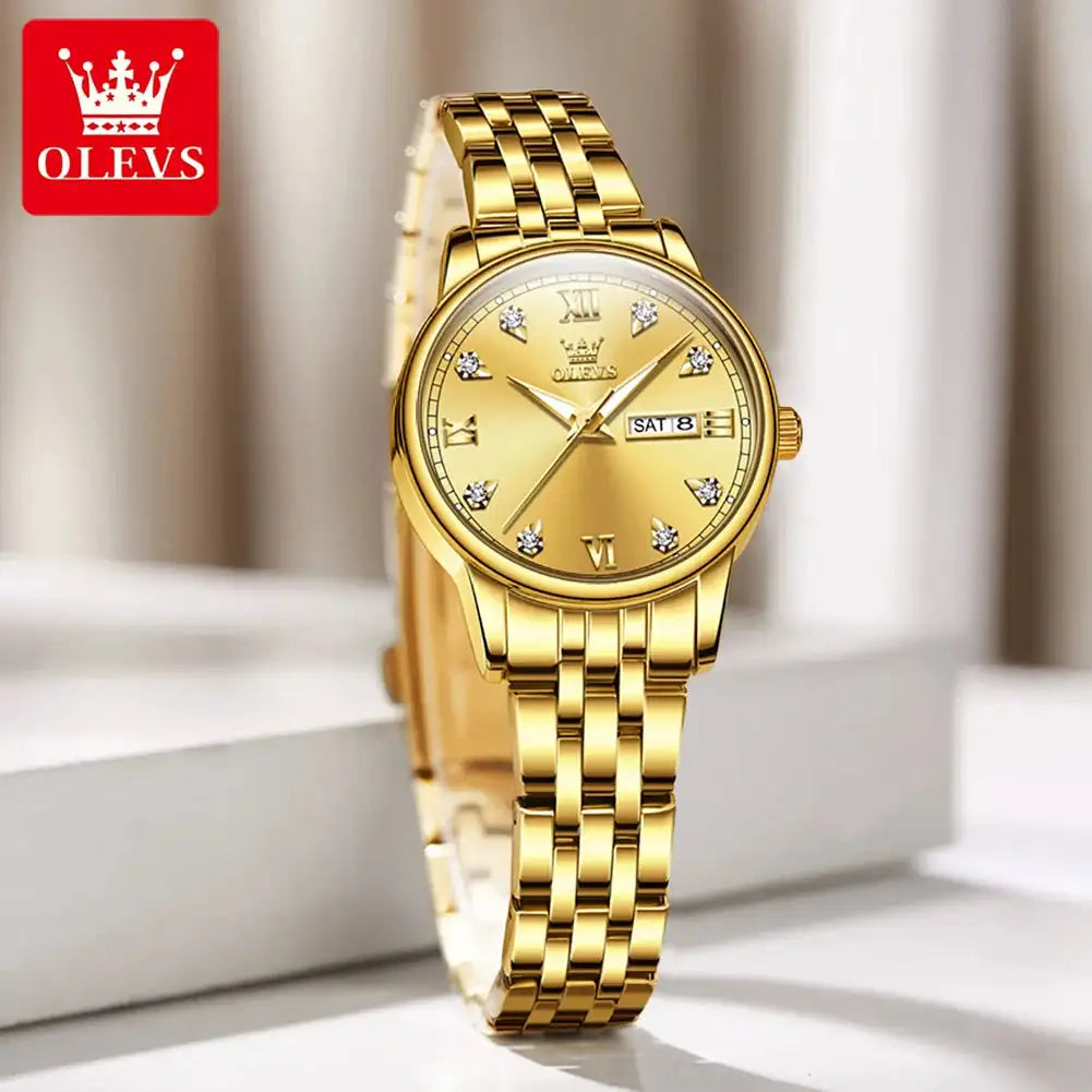 OLEVS Luxury Brand Quartz Watch for Women Stainless Steel Waterproof Ladies Wristwatch Fashion Diamond Dial Women's Watch New In
