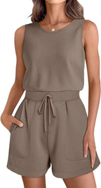 Sporty Fitness Vest Jumpsuit Shorts