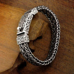 Powerful S925 pure silver vintage pattern woven bracelet, suitable for both men and women, fashionable jewelry gift for everyone Pi-Mart
