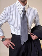 Vintage Striped Printed Slim Shirts Mens Casual Long Sleeve Lapel Buttoned Shirt 2025 Spring Fall Mens Shirt Naple Style Clothes Lootquake LLC
