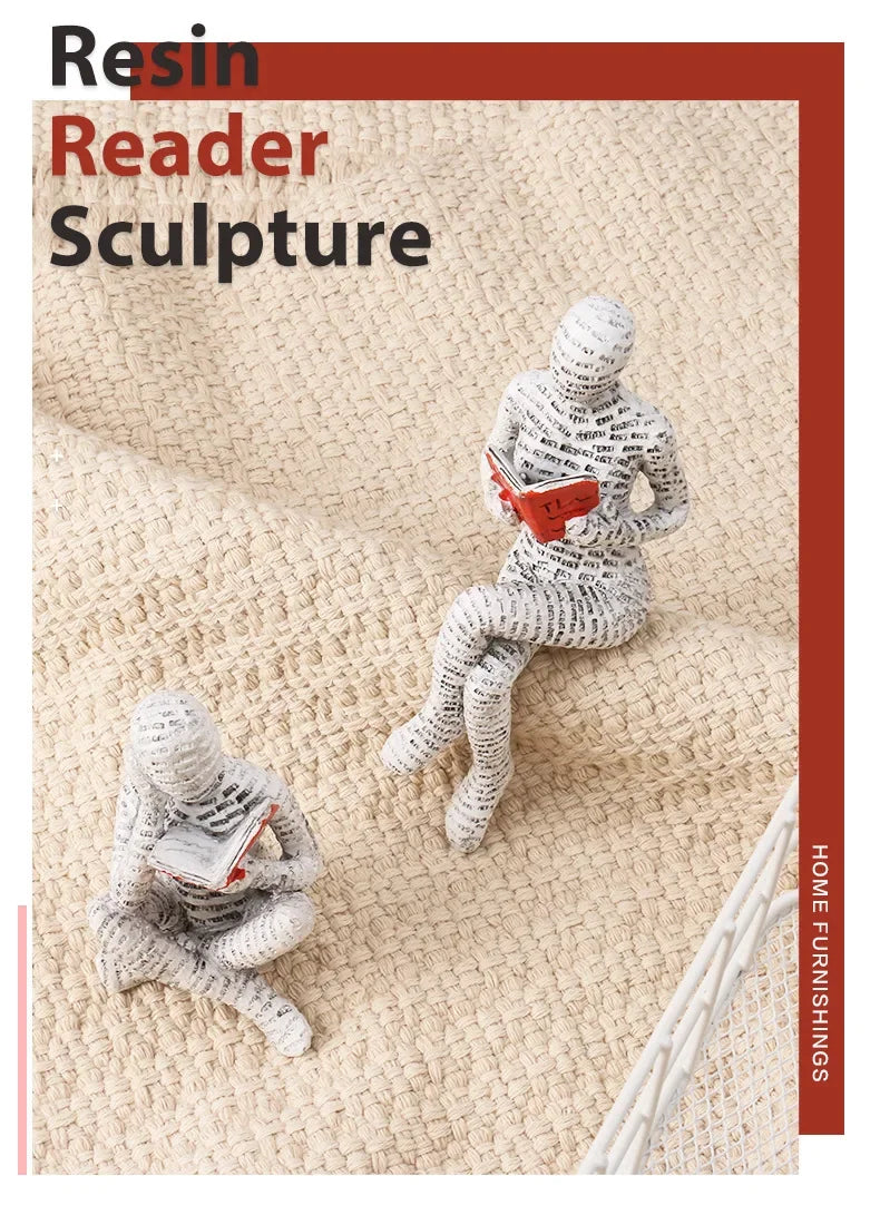 Creative Thinker Statue Artistic Reading Woman Modern Design for Home Office Bookshelf TV Cabinet Decoration and Desk Ornament
