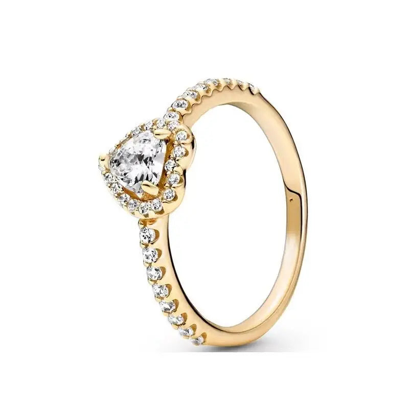 New Colored Crystal 925 Sterling Silver Ring Exquisite Women Shiny Heart Series Simple Ring Valentine's Day Gift for Lovers Lootquake LLC