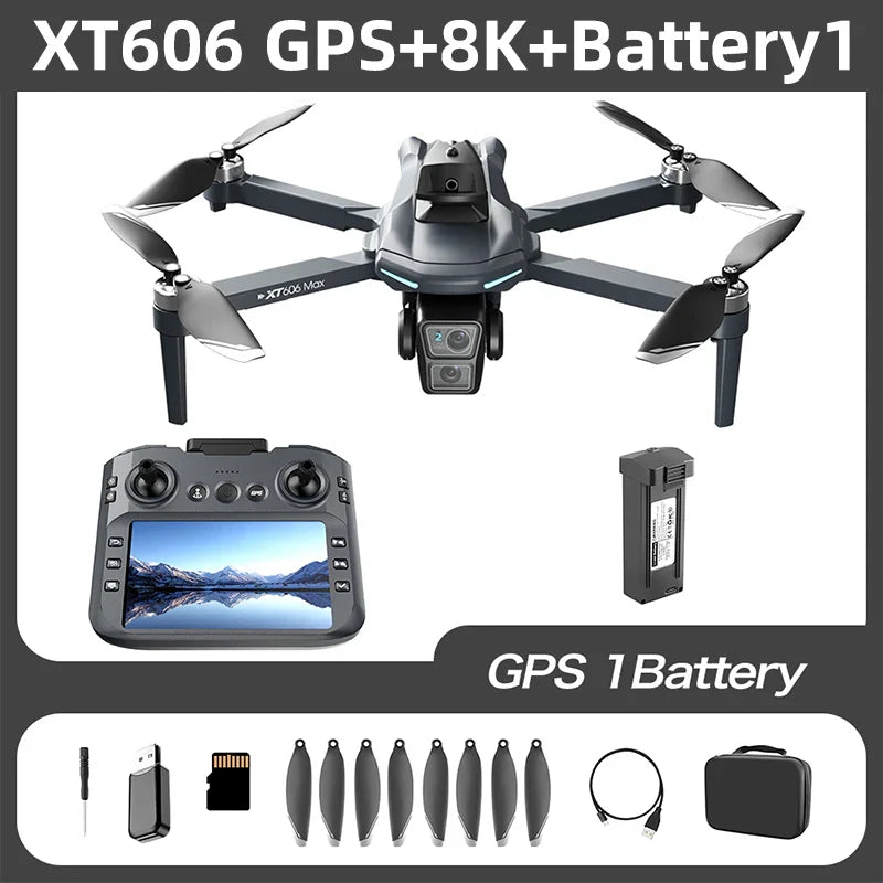 Lenovo XT606 GPS Drone 4K Professional  8K HD Dual Camera Gimbal  360°Obstacle Avoidance Brushless RC Quadcopter Dron toys