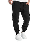 Mens Sweatpants Straight Fit Drawstring Multi-pocket Pants THRIXINE