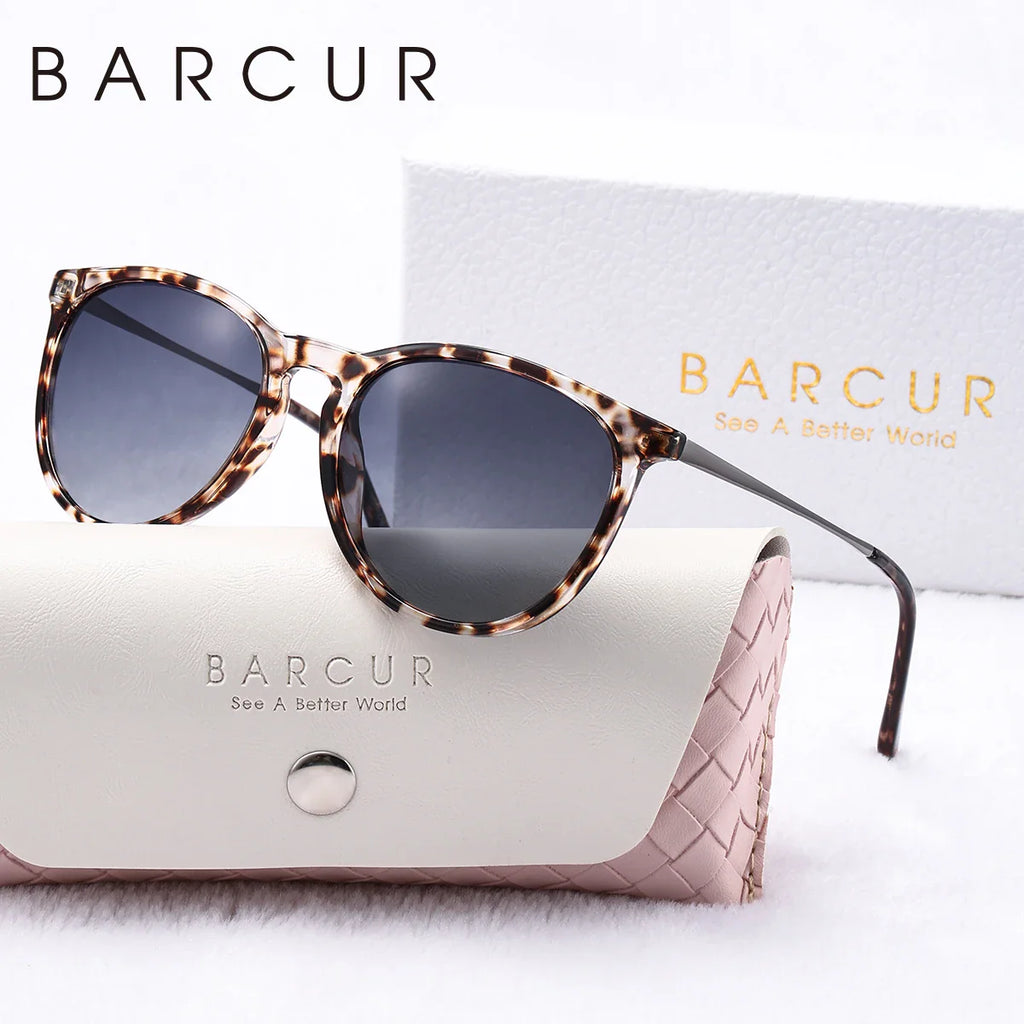 BARCUR Sunglasses Women’s Leopard Print Two-Tone Cat Eye Fashion Glasses – Trendy Polarized UV400 Gradient TAC Lenses for Summer Travel & Outdoor Activities Stevvex