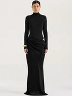 JULISSA MO Satin Sexy Hollow Out Women Maxi Dress Black Sleeveless High Waist Dress Female Autumn Skinny Elegant Party Clubwear