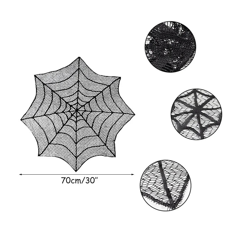 Halloween Decoration Lace Spider Web Skeleton Skull Tablecloth Black Fireplace Mantel Scarf Event Party Decoration Supplies Lootquake LLC