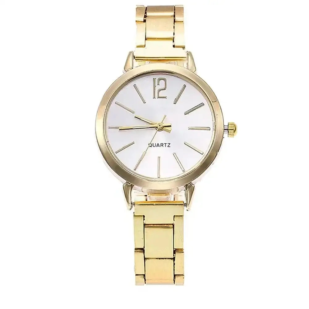 2pcs Set Watch Luxury Women Simple Dial Hollow Strap Fashion Gold Bracelet Quartz Wristwatch Student Ladies Watches Reloj Mujer