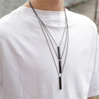 Wu's 2022 New Fashion Rectangle Classic Cuban Men's Jewelry Simple Necklace Hip Hop Geometric Stainless Steel Pendant Necklace Lootquake LLC
