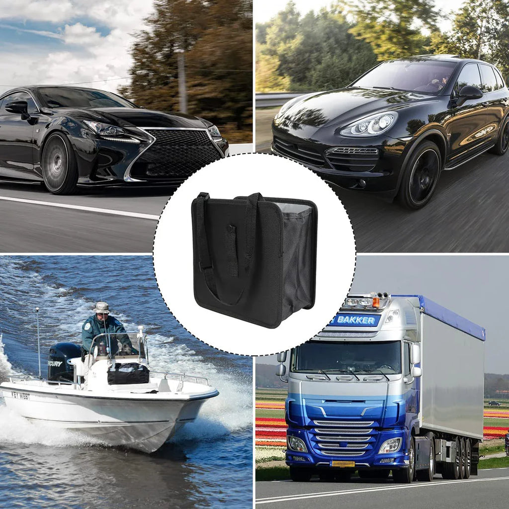 Large Capacity Car Trash Can with Adjustable Strap 6.5L Waterproof Foldable Car Trash Organizer Bin Hanging Portable Car Dustbin