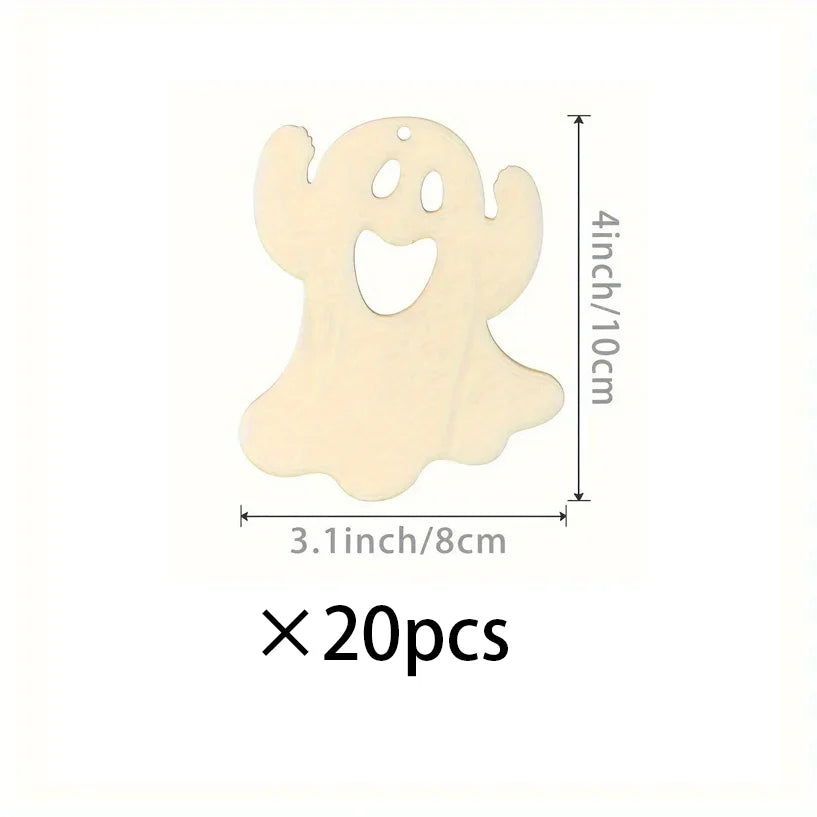 Halloween Wooden Ghost Cutouts Unfinished DIY Craft Hanging Ornaments Gift Tags for Home Party Decoration Ghost Theme Decor Lootquake LLC