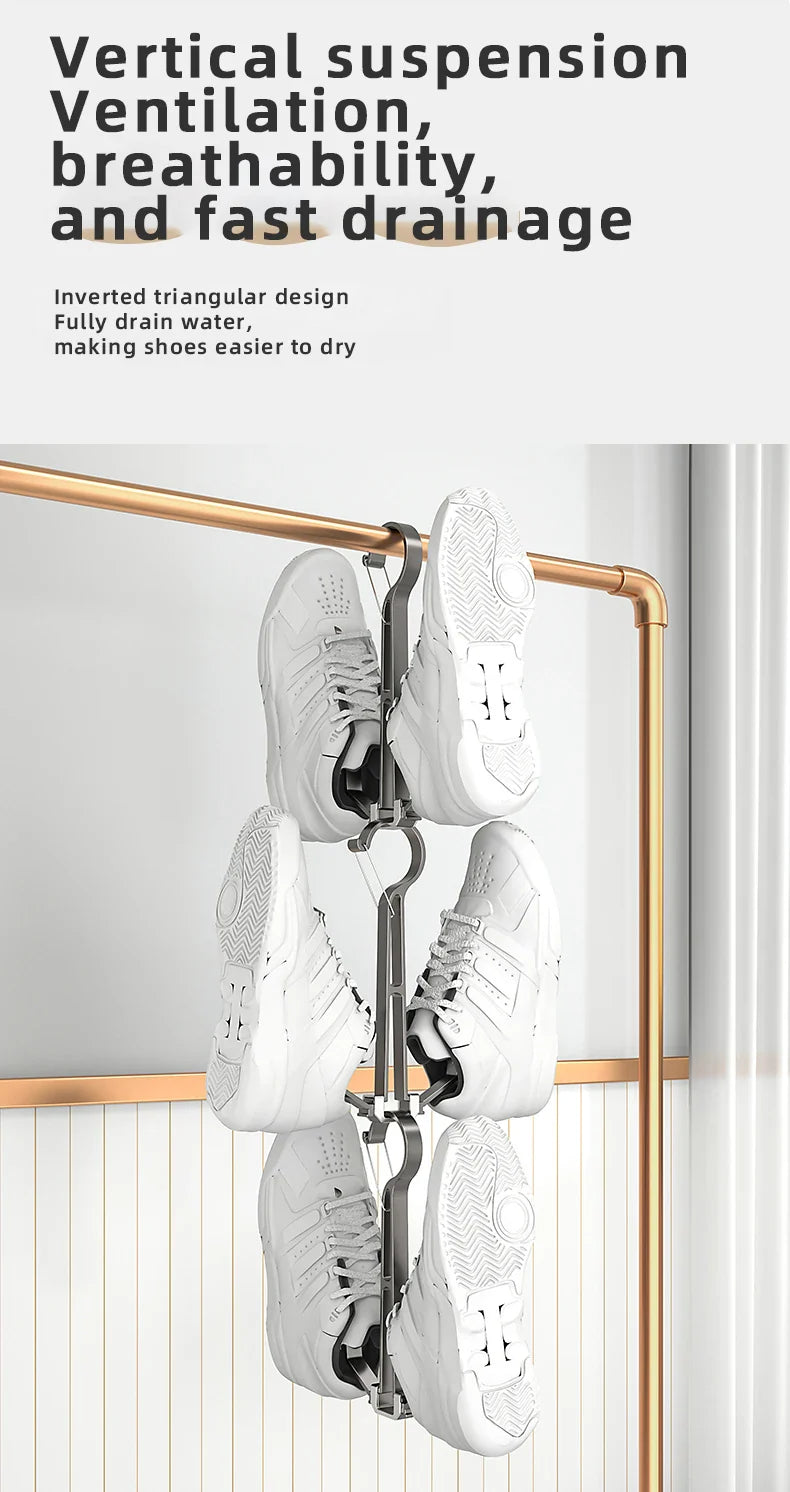 Household Shoes Drying Rack Balcony Foldable Shoe Hanger Clothing Hook Sneaker Rack Home Storage Lundary Tools Lootquake LLC