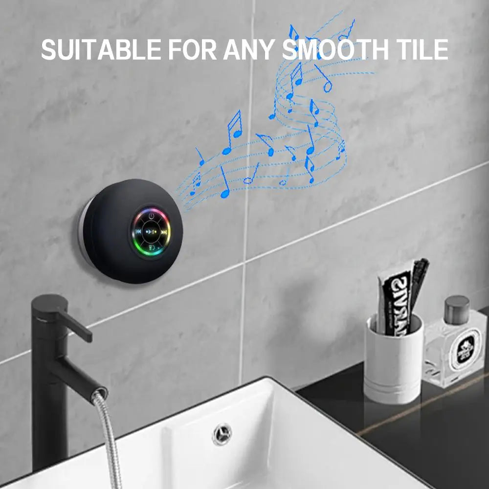 Waterproof Bluetooth Speaker with LED Lights Portable Wireless Shower Speaker with Suction Cup for Bathroom Outdoor Travel Lootquake LLC