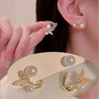 925 Silver Needle Korean Fashion Camellia Flower Earrings For Women Jewelry 2025 Trending Women's Black White Stud Earrings Gift