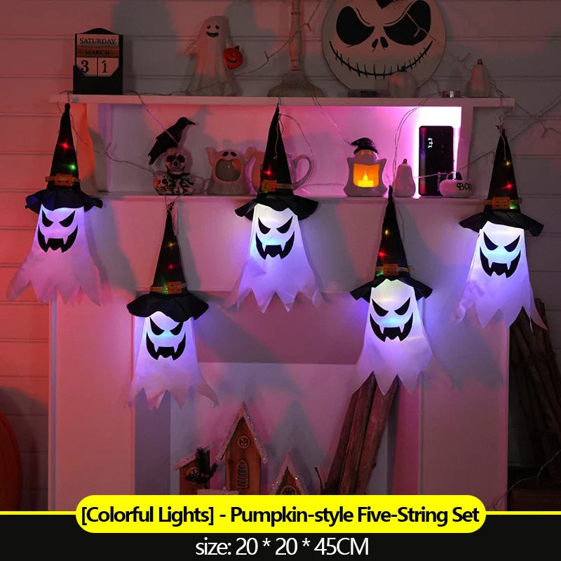 Halloween decoration prop scene arrangement hanging lantern pumpkin lanterns outdoor hanging decorations colorful lantern string Lootquake LLC