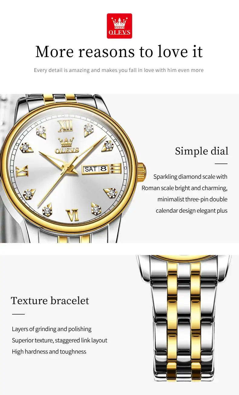 OLEVS Luxury Brand Quartz Watch for Women Stainless Steel Waterproof Ladies Wristwatch Fashion Diamond Dial Women's Watch New In