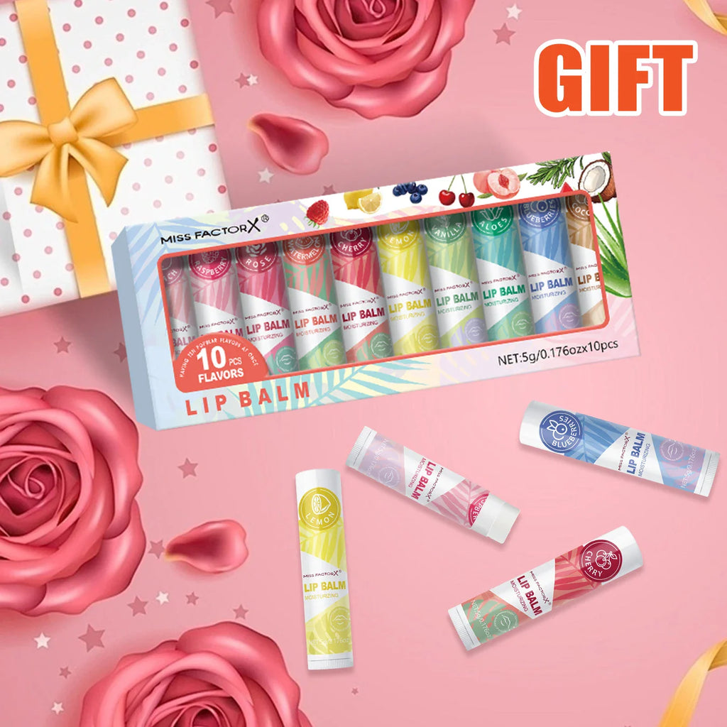 Lipstick set 10pcs, naturally finished, moisturizing lip care, lasting luster, suitable for all skin types, holiday gifts Lootquake LLC
