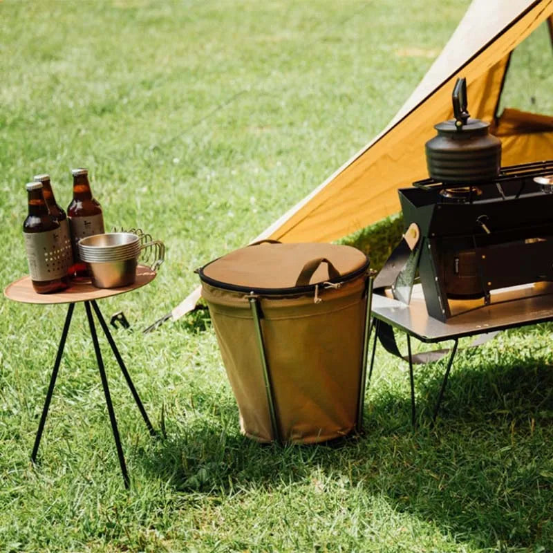 Outdoor Camping Trash Can Lightweight Collapsible Oxford Cloth Storage Round Bin Self-drive Barbecue Portable Car Trash Bin Lootquake LLC
