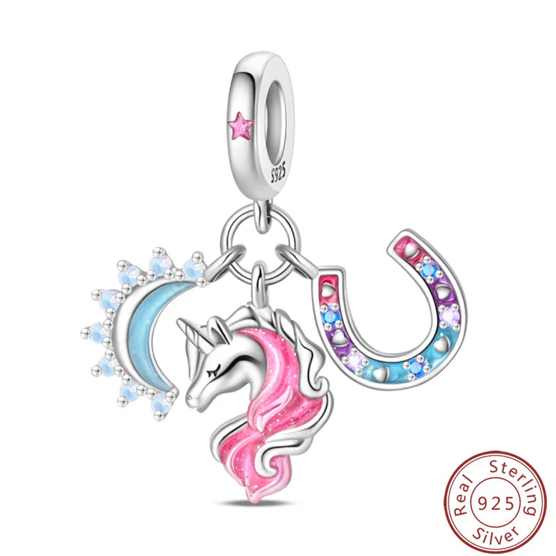 S925 Sterling Silver Princess Golf Hamster Camera Travel Three Piece Set Charms Beads 3mm DIY Fine Jewelry Making Lootquake LLC