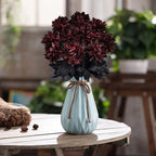 Halloween Decoration Burgundry Dahlia Black Artificial Flower Branch Arrangement Materials Fake Flower Table Home Party Decor Lootquake LLC