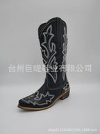 Embroidery Cowboy Boots For Women Knee High Med Calf Vintage Western Cowgirl Boots Women Heeled Casual Shoes Autumn Block Heel Lootquake LLC
