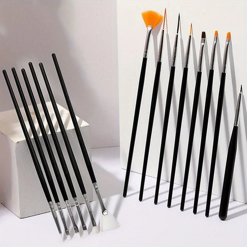 20PCS Nail Art Brush Set for Design, Painting, Drawing, Carving, Dotting, and Manicure Tools - Unscented Acrylic Gel UV Polish