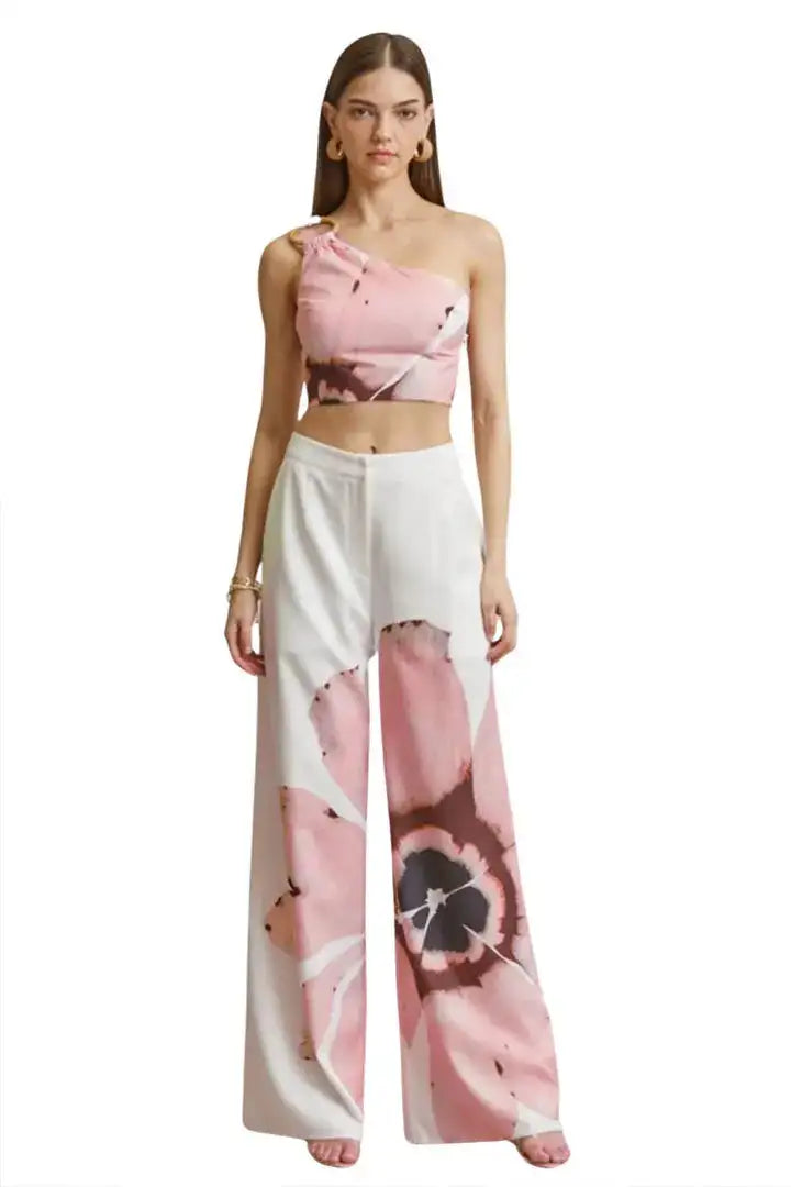 2 Piece Women Sets 2024 New Arrival Summer Autumn Matching Printing Two Pieces Sets Sleeveless Top And Pants Suits Outfits