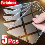 5PCS Screen Protector for iPhone 14 11 12 13 Pro XR X XS Max Tempered Glass for iPhone 12 13 Pro Max Mini 11 7 8 6 6S Plus Glass Full Coverage Tempered Glass Screen Protector Stevvex