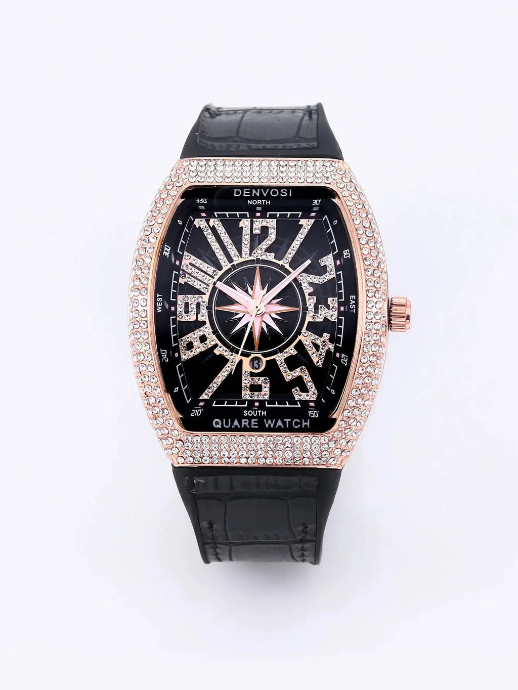 Luxury Diamond wristwatch for women Fasion and elegant quartz watch with silicone watchstrap Waterproof luminous Tonneau watch