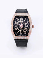 Luxury Diamond wristwatch for women Fasion and elegant quartz watch with silicone watchstrap Waterproof luminous Tonneau watch