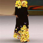 Women's Maxi Dress Printed Retro Fashion y2k vestidos Long Sleeve Loose Robe S-5XL
