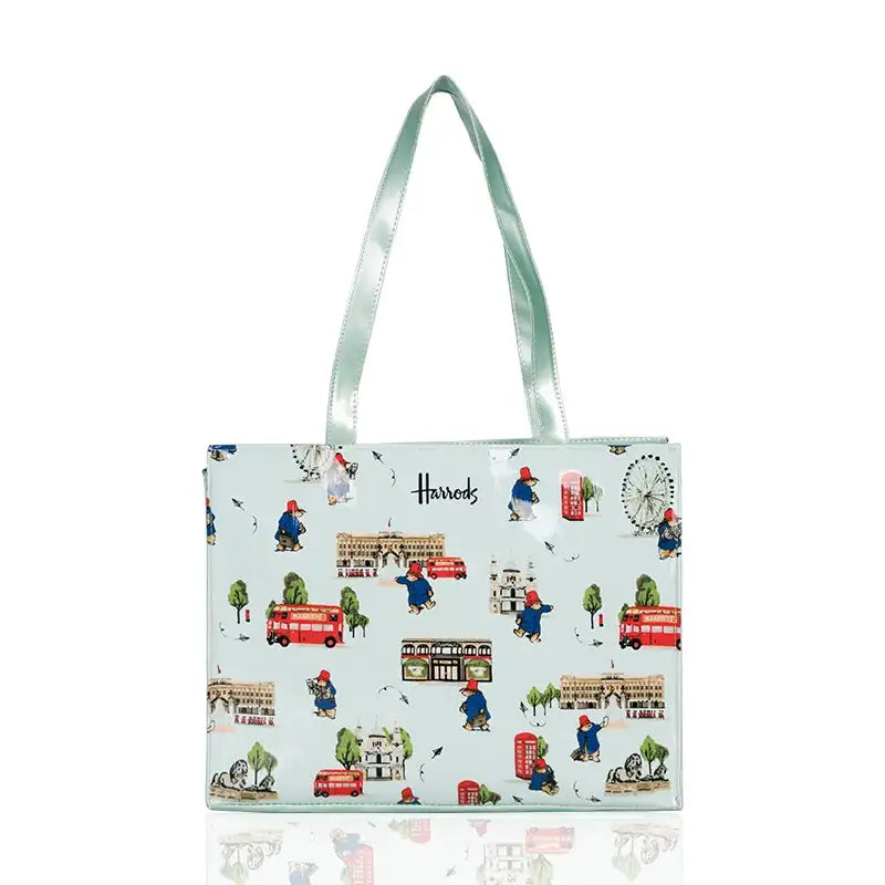 Cartton Print PVC Reusable Women's Shopping Bag Eco Friendly Flower Shopper Handbag Casual Female Student Shoulder Book Purse