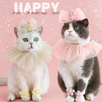 Pet Dog Birthday Party Dog Hat Candy Color Dot Lace Cat Bib Suit Cute Small Medium Dogs Costume Cap Pet Products Accessories Lootquake LLC