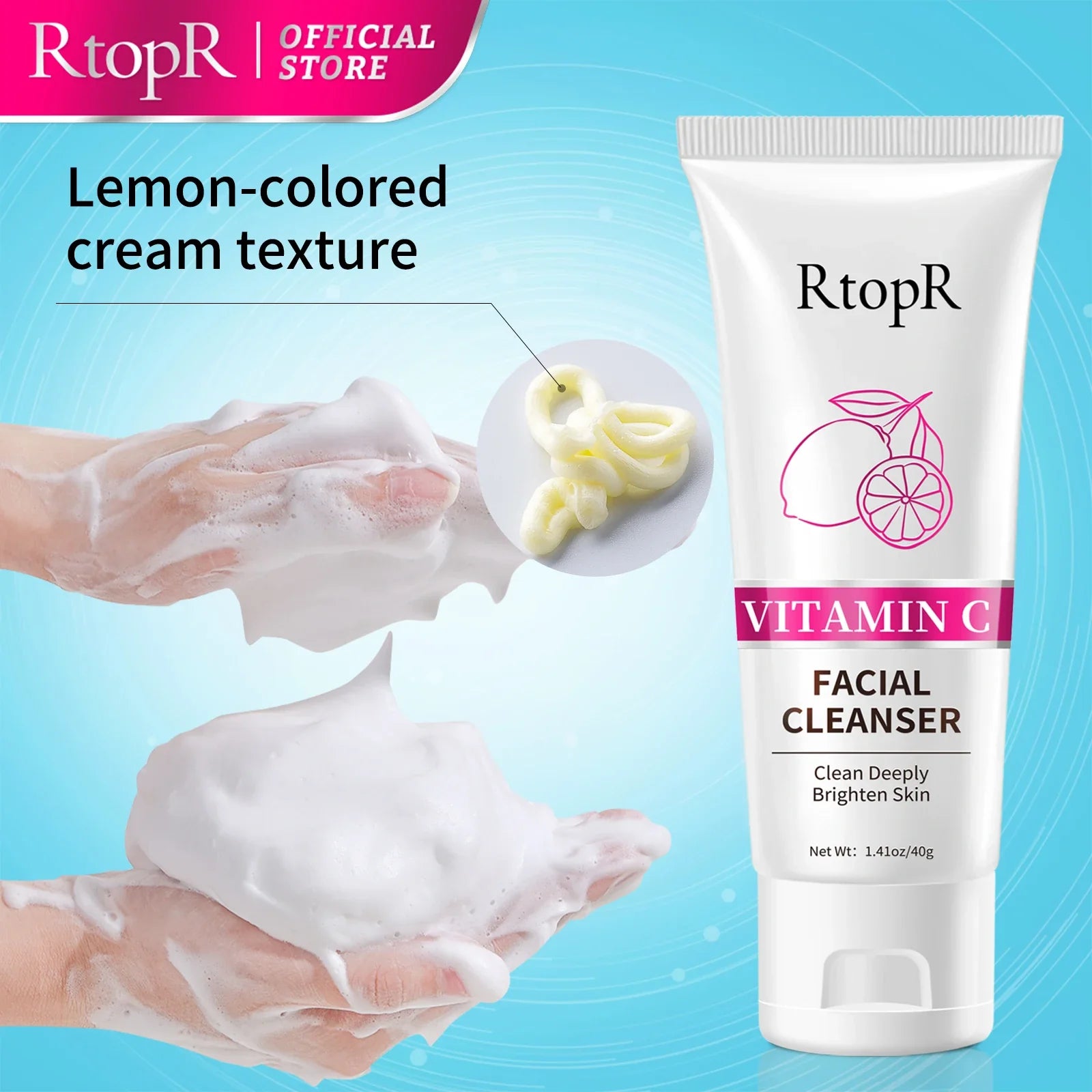 Vitamin C Face Cleanser Deep Cleansing Acne Oil Control Cleans Pores Whitening Skin Cleanses Cuticle Skin Care Face Cleansing Lootquake LLC