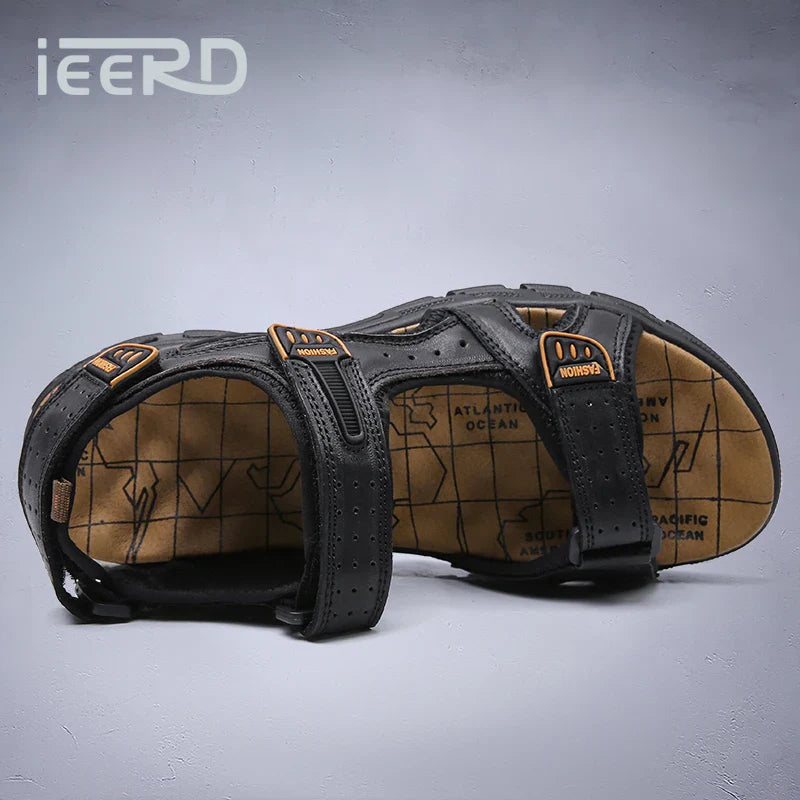 Outdoor Wading Summer Sandals For Men Anti Slip Cool Leather Slides With Arch Support and Massage Plus Size Beach Sandalias Lootquake LLC