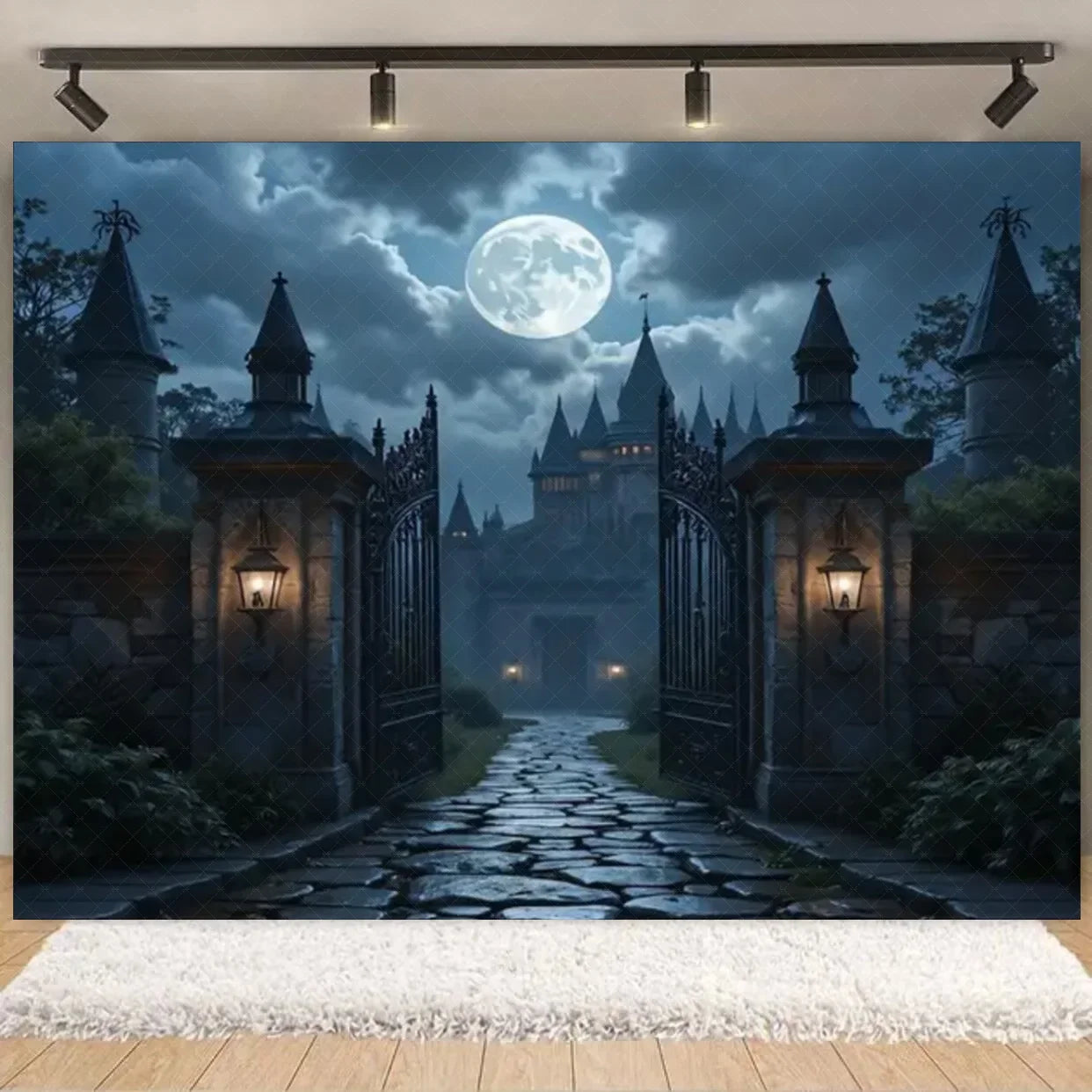 Halloween Decorations  Vintage Castle Wall Backdrop Photography Photos Stone Arched Door And Windows Design Studio Party Decor Lootquake LLC
