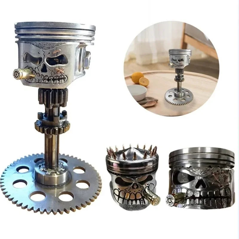 Carved Piston Skull Face Sculpture Resin Skull Artwork Statue Crafts Home and Office Personalised Desktop Decoration Ornaments Lootquake LLC