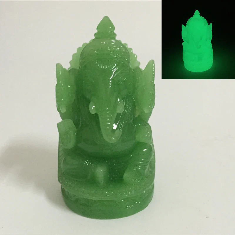 Ganesha Buddha Statue Elephant God Sculpture Ganesh Figurine Man-made Jade Stone Garden Home Decoration Accessories Statues Lootquake LLC