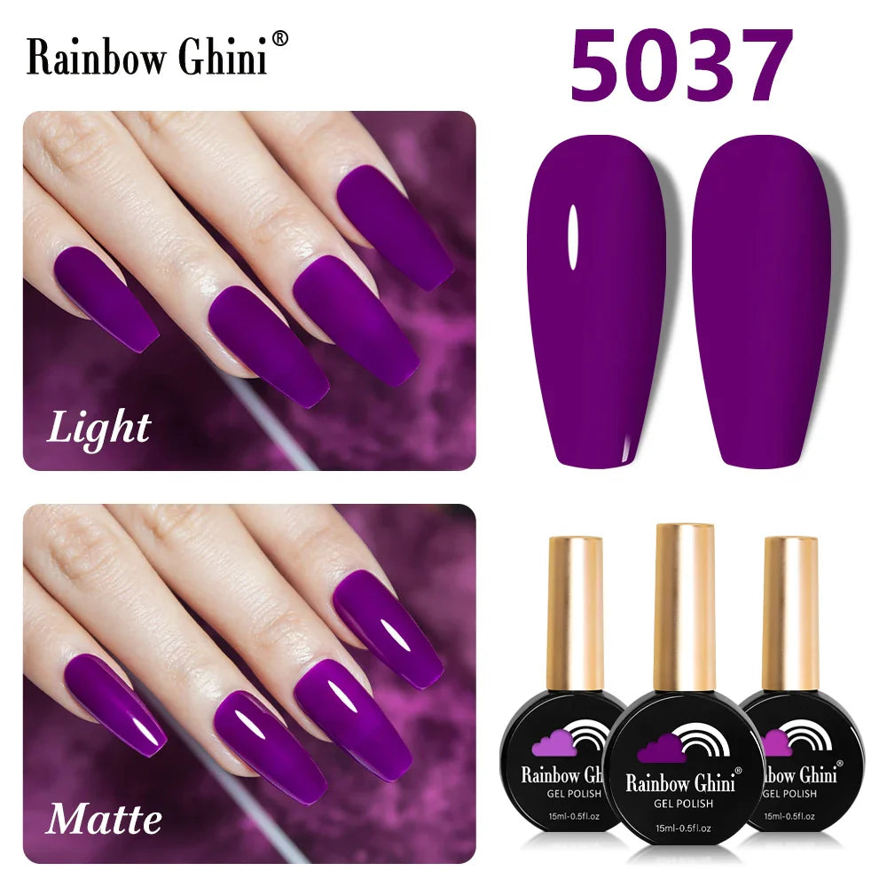 Rainbow Ghini UV LED Glitter Purple Gel Nail Polish 15ml Manicure Art Accessories Nail Glue Supplies for Professionals Varnishes Lootquake LLC