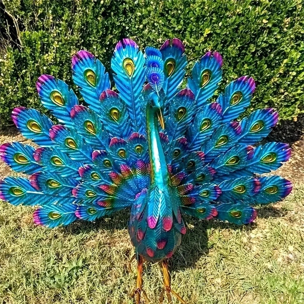 Peacock Statue Sculpture Handmade Crafts Ornament Animal Figurine Standing Posture Collectible Peacock Figurine Garden Craft Lootquake LLC