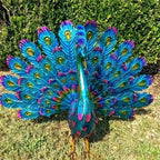 Peacock Statue Sculpture Handmade Crafts Ornament Animal Figurine Standing Posture Collectible Peacock Figurine Garden Craft Lootquake LLC
